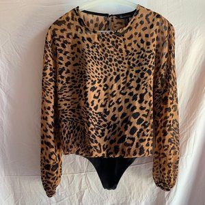 Banana Republic Two Layer Bodysuit, Leopard Print, XS, Excellent Condition